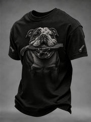 Herren-Bulldogge mit Waffen druck T-Shirt mit kurzen Ärmeln