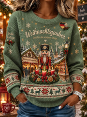 Damen-Langarm-Oberteil mit Weihnachts-Themendruck
