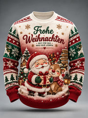Herren-Longsleeve im Waffelstrick mit weihnachtlichem Print