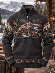 Herren Vintage Jagdhund Muster bedrucktes Sweatshirt