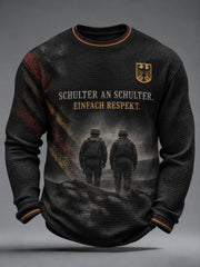 Herren-T-Shirt mit Deutschland-Volkstrauertag-Print, Waffelstruktur, langärmlig