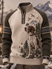 Herren-Sweatshirt im Vintage-Look mit Jagdhund-Muster