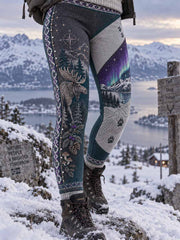 Frauen Retro Jagd Saison gemusterte Leggings