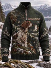 Herren-Sweatshirt im Vintage-Look mit Jagdhund-Muster