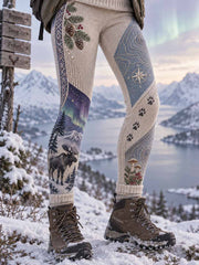 Damen-Leggings im Retro-Jagdmuster