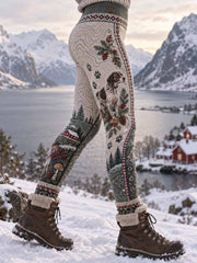 Damen-Leggings mit Winter-Jagdmuster