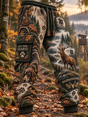 Herren-Herbstmode-Laufhose mit Jagdmotiv, lässige Sweatpants