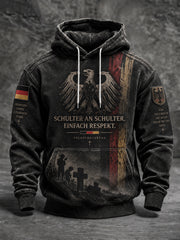 Herren-Volkstrauertag-Kapuzenpullover in Übergröße mit abfallenden Schultern und Taschen