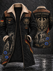 Lange Herren mantel mit Fleece ausgekleidet, mit Veteran Memorial-Grafik druck