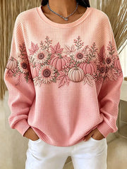Frauen Rosa Kürbisse Brustkrebs Bewusstsein Print Waffel Sweatshirt