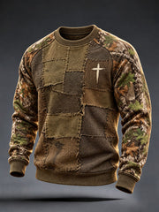Herren Christliches Kreuz muster Patchwork Kunst Sweatshirt