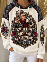 Frauen-Kapuzenpullover aus Flanell mit humorvollem Spruch