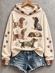 Damen-Kapuzenpullover mit niedlichem Dackelmotiv