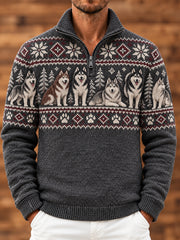Herren Tier Hund Kunst Bedruckt Stand Up Kragen Pullover