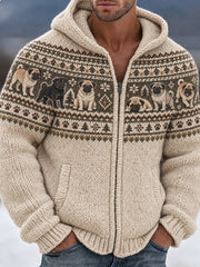 Herren Tier Hund Kunst Bedruckt Kapuzen Kragen Pullover