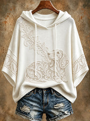 Damen-Kapuzenpullover mit Blumen- und Dackelmotiv