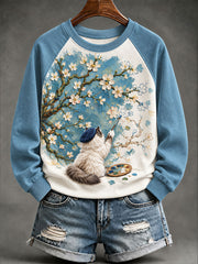 Frauen "Katzen künstler" Aprikosen blüten Spaß Casual Sweatshirt
