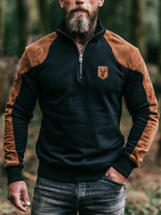 Herren Vintage-Farbblock-Sweatshirt mit Reiß verschluss