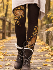 Damen-Leggings mit floralem Kunstdruck für Herbst/Winter