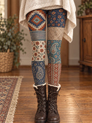 Damen-Leggings mit floralem Kunstdruck für Herbst/Winter