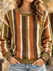 Damen Herbst gestreift Freizeit pullover
