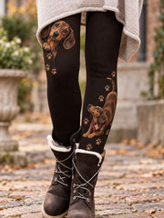 Damen-Leggings mit floralem Kunstdruck für Herbst/Winter