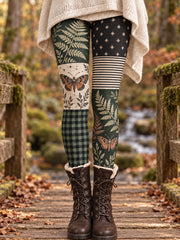 Damen-Leggings mit floralem Kunstdruck für Herbst/Winter