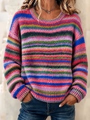 Gestreifter Damen-Casual-Pullover