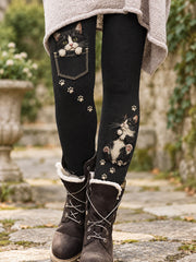 Damen-Leggings mit floralem Kunstdruck für Herbst/Winter