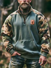 Herren-Retro-Farbkombi-Outdoor-Kapuzenjacke mit Reißverschluss