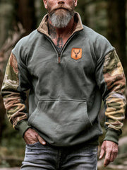 Herren Retro-Farbblock-Sweatshirt mit Reiß verschluss im Freien