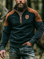 Herren-Sweatshirt mit Reiß verschluss aus Retro-Farb block