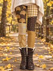 Damen-Leggings mit floralem Kunstdruck für Herbst/Winter