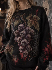 Frauen gotischer Halloween-Schädel und Trauben muster Freizeit pullover
