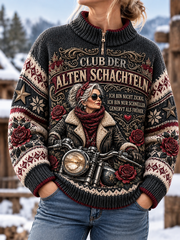 Witziger Slogan-Strickpullover