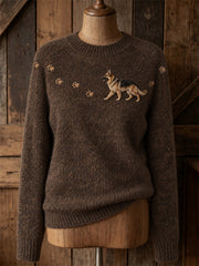Damen schöne Deutsche Schäferhund Hund Walking & Paw Prints Print Rundhals pullover