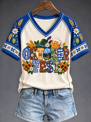 Frauen Oktoberfest Stil T-Shirt mit V-Ausschnitt