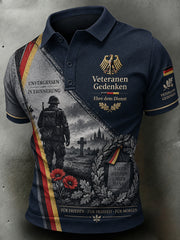 Herren-Poloshirt mit kurzen Ärmeln und Grafikdruck zum Gedenken an Veteranen