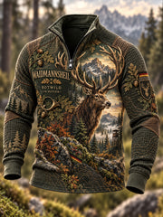 Herren-Herbstjacke mit halbem Reißverschluss und Stehkragen für die Jagdsaison