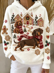 Damen Vintage Weihnachts kunstdruck Casual & Bequem Flanell Hoodie