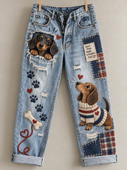 Damen-Latzhose mit lustigem Tier-Print