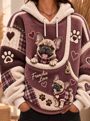 Damen-Hoodie mit lustigen Tiermotiven und Tasche für Hunde und Katzen, Hundehoodie