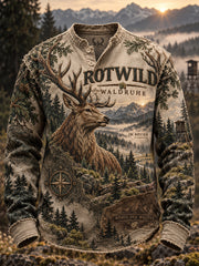Herren deutsche Jagd saison bedrucktes lässiges T-Shirt mit Knopf