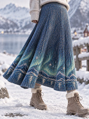 Klassischer Nordischer Aurora A-Line-Rock für Damen