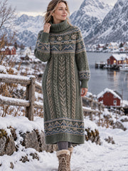 Damen-High-Neck-Kleid inspiriert vom skandi navis chen Lifestyle