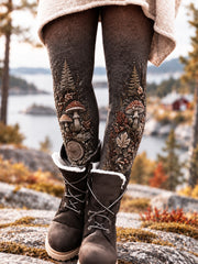 Damen Retro Nordic Wald Pilz Gradienten Leggings
