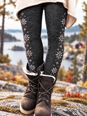 Damen Retro-Leggings im nordischen Stil Schneeflocke