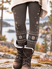 Damen Retro-Leggings im nordischen Stil mit Diamant muster
