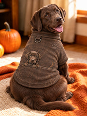 Niedliches Schokoladen-Labrador-Retriever-Print-Hund Kurzarm-Hemd (mit D-Ring)