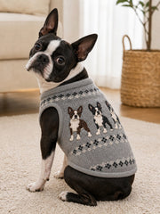 Vintage Boston Terrier Hunde Isle Muster Druck Haustier ärmellose Weste